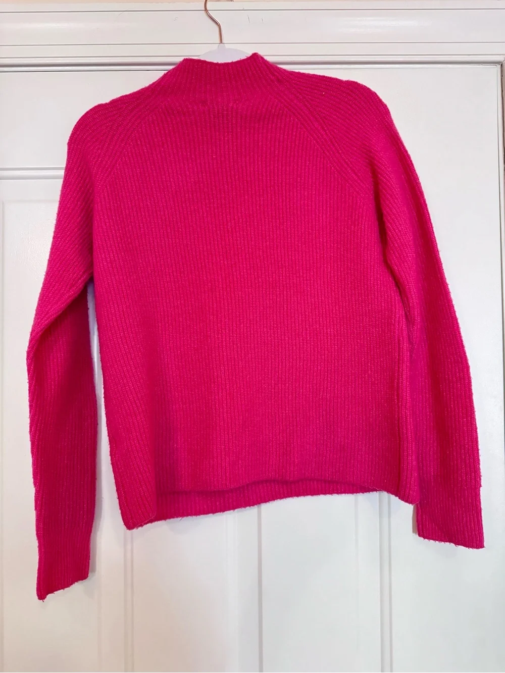 Halogen Hot Pink Ribbed Mock-Neck Sweater